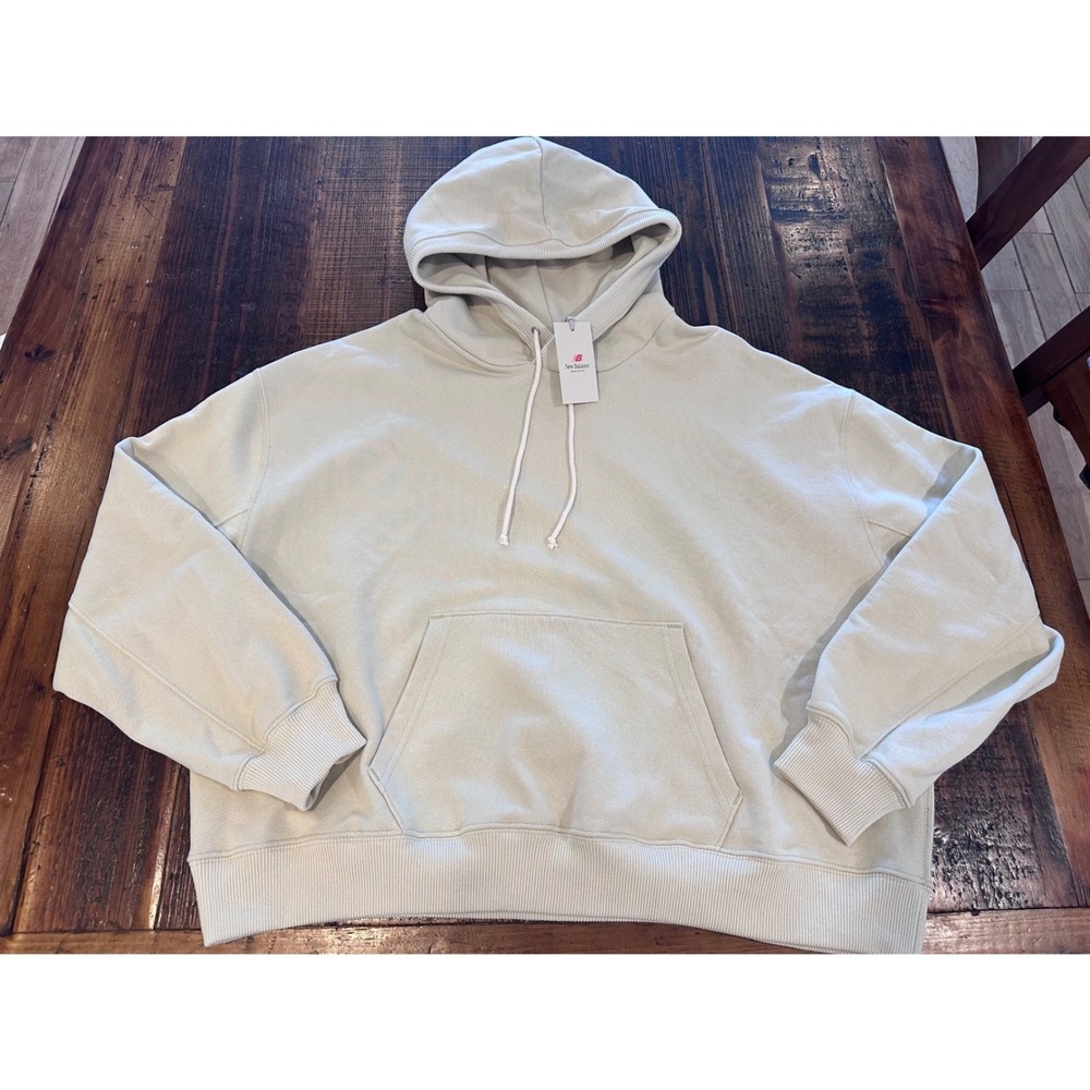 New Balance Made in USA Hoodie Oversized Moonrock Beige GREEN WT51547 Wmns M